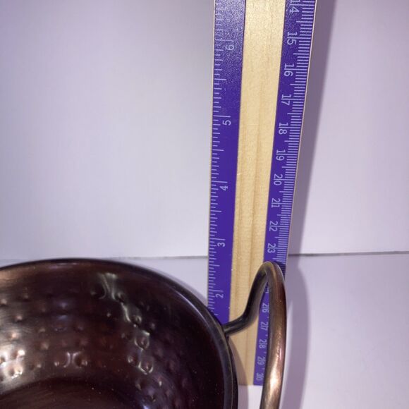 Vintage Hammered Copper Gratin Pan with Fancy Brass Handles - 7" - Picture 5 of 5